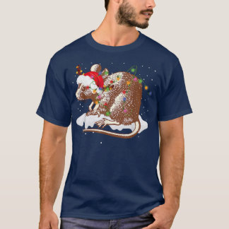 Camiseta Papais noeis Engraçados Rat Animal Christmas Light