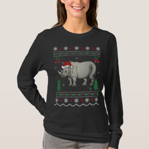Camiseta Papais noeis engraçados Rhinoceros Xmas Gift Ugly 