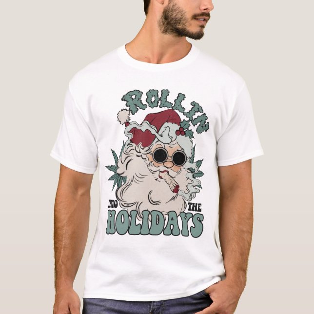 Camiseta Papais noeis Engraçados Rollin no Natal T-S (Frente)