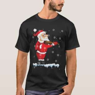 Camiseta Papais noeis Engraçados Tocando Violino Violino n