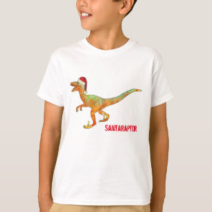 Camiseta Papais noeis Engraçados Velociraptor Raptor do Din