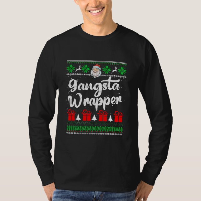 Camiseta Papais noeis Enroladores Gansta de Natal Engraçado (Frente)