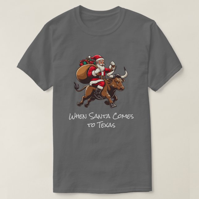 Camiseta Papais noeis entregando presentes no Texas Longhor (Frente do Design)