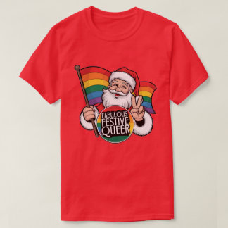 Camiseta Papais noeis Fabulosos Festivos Queer Rainbow