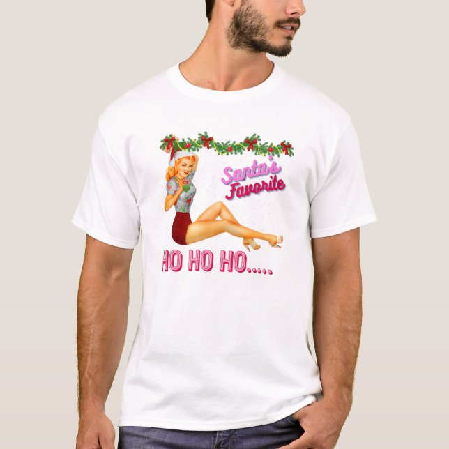 Camiseta Papais noeis-Favorito-Ho Ho Bela Piada Suja (Frente)