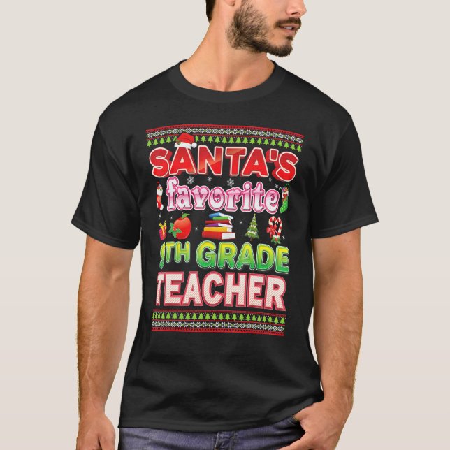 Camiseta Papais noeis Favoritos 9.º ano Professor Suor de N (Frente)