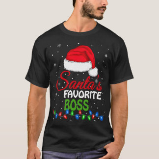 Camiseta Papais noeis Favoritos Chefe Noel Hat Lights. Funn