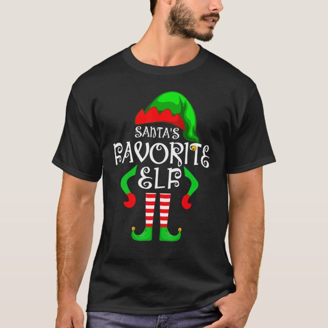 Camiseta Papais noeis Favoritos Da Família De Natal Elf Cos (Frente)