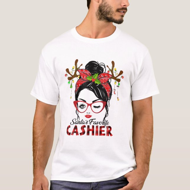 Camiseta Papais noeis Favoritos do caixa Mensagem de natal (Frente)