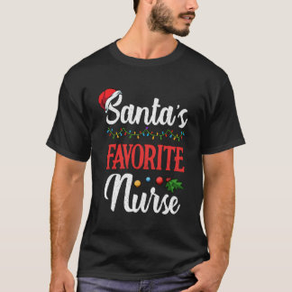 Camiseta Papais noeis Favoritos Enfermeira de Natal Hospita