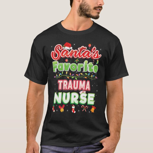 Camiseta Papais noeis Favoritos Enfermeira de Trauma de Nat (Frente)