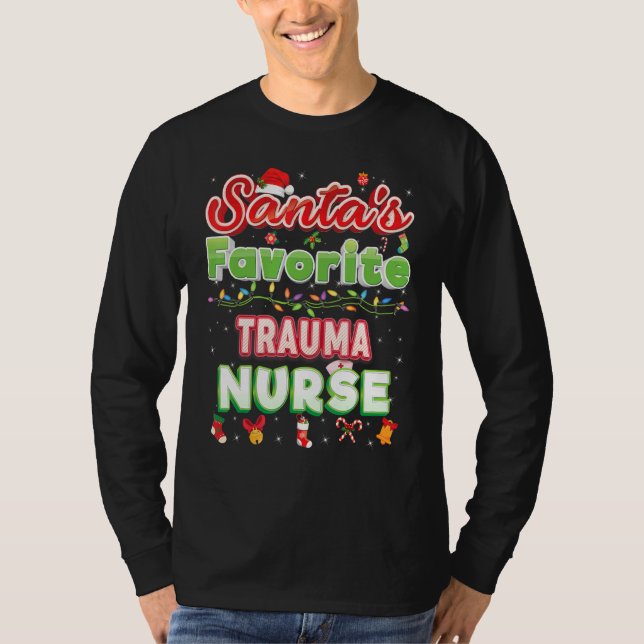 Camiseta Papais noeis Favoritos Enfermeira de Trauma de Nat (Frente)