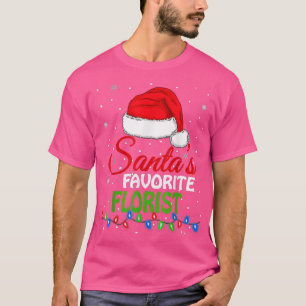 Camiseta Papais noeis Favoritos Florist Santa Hat Luzes