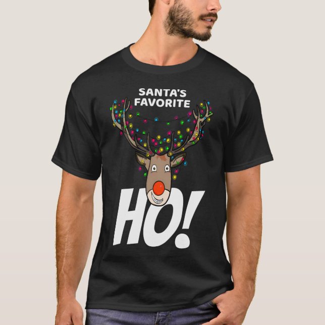 Camiseta Papais noeis Favoritos Ho - Engraçada Reindeer De  (Frente)