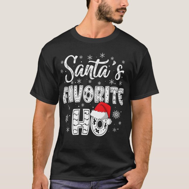 Camiseta Papais noeis Favoritos Ho Santa Hat (Frente)