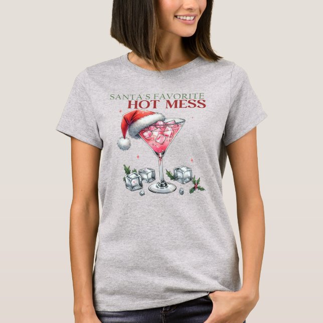 Camiseta Papais noeis favoritos Mess Martini Natal quente (Frente)