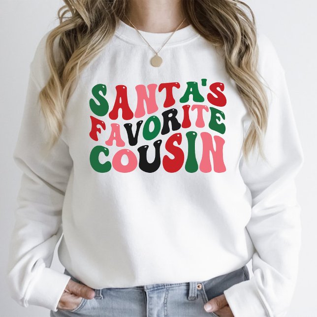 Camiseta Papais noeis Favoritos Primo Natal Groové branco (Santa's Favorite Cousin Christmas Groovy white T-Shirt)