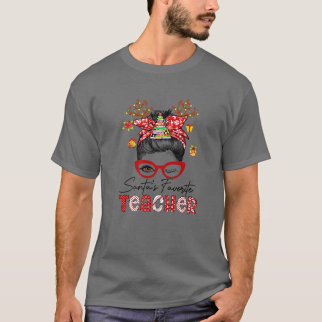 Camiseta Papais noeis Favoritos Professor Natal Engraçado A (Frente)