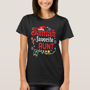 Camiseta Papais noeis Favoritos Tia Xmas Light Santa Hat Na