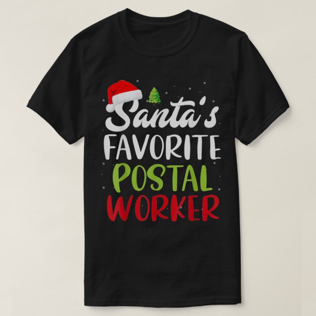 Camiseta Papais noeis Favoritos Trabalhador Postal Natal Sa (Frente do Design)