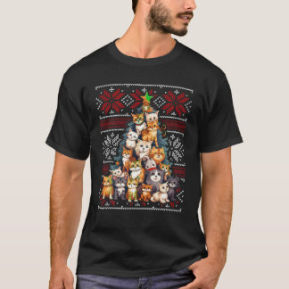 Camiseta Papais noeis Feios Xmas Luzes de Natal Gastam Árvo