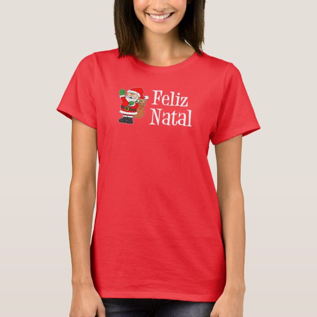Camiseta Papais noeis Feliz Natal (ON RED) (Frente)