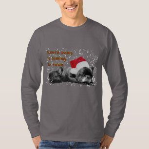 Camiseta Papais noeis festivos do buldogue francês