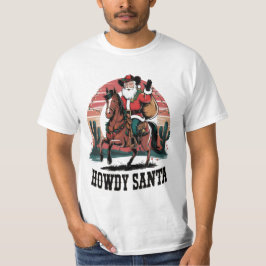 Camiseta Papais noeis Festivos Howdy Estilo de Cowboy: Torç