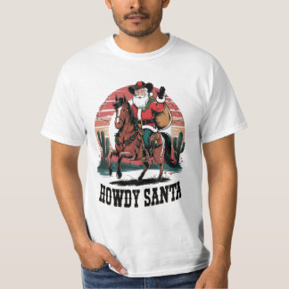 Camiseta Papais noeis Festivos Howdy Estilo de Cowboy: Torç