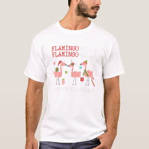Camiseta Papais noeis Flamingo Bell de Natal das mulheres b