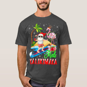 Camiseta Papais noeis Flamingo do Havaí Mele Kalikimaka Mer