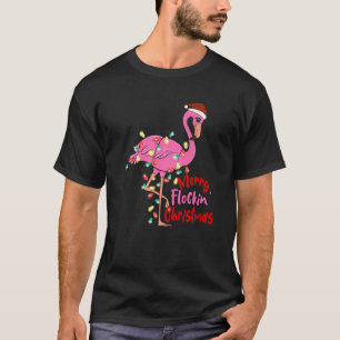 Camiseta Papais noeis Flamingo Feliz Flockin Equipe S de Av