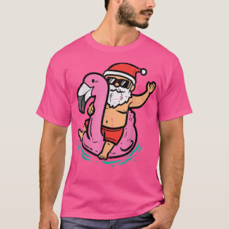 Camiseta Papais noeis Flamingo Floatie Engraçado Natal Em J