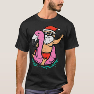 Camiseta Papais noeis Flamingo Floatie Engraçado Natal Em J