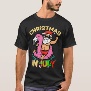 Camiseta Papais noeis Flamingo Floatie Engraçado Natal Em J
