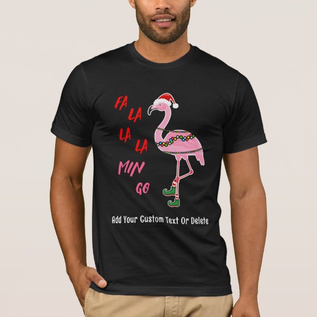 Camiseta Papais noeis Flamingo Floatie Engraçado Natal no V (Frente)