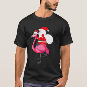 Camiseta Papais noeis Flamingo Floatie Engraçado Natal no V