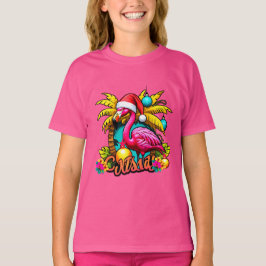 Camiseta Papais noeis Flamingo Holiday Tee para o Natal Tro