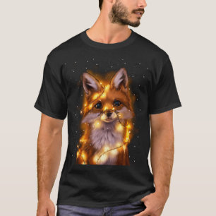 Camiseta Papais noeis Fox Lover Natal Luzes Pajama Costume 