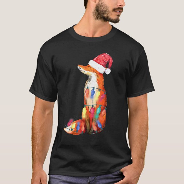 Camiseta Papais noeis Fox Natal Luzes Fox Natal (Frente)