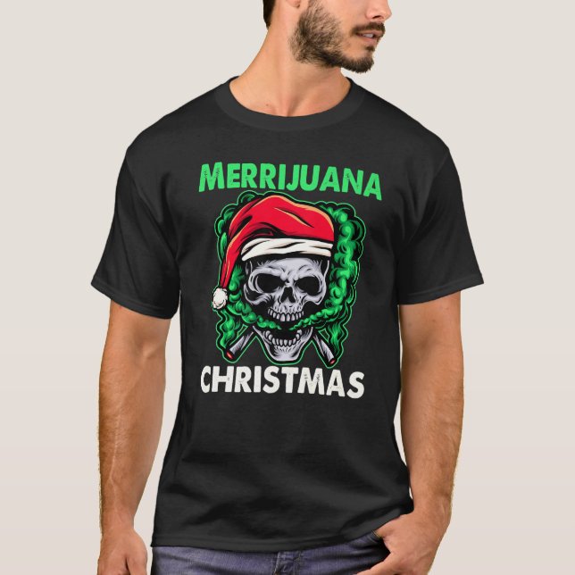 Camiseta Papais noeis Fumando Merrijuana Figurino de Semana (Frente)
