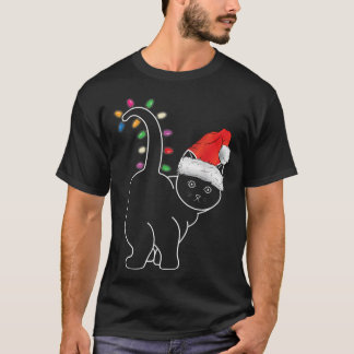 Camiseta Papais noeis Gato Cor de Natal Led Gelado Engraçad