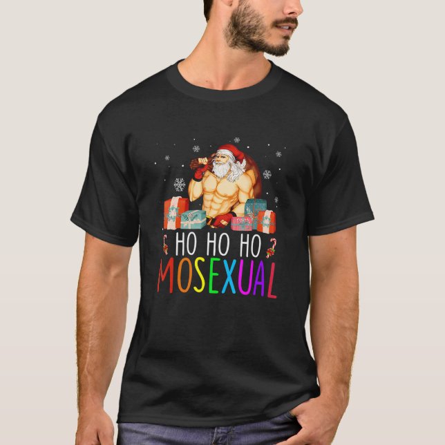 Camiseta Papais noeis Gay Mosexuais Ho Ho Mens Lgbt Gay Pri (Frente)