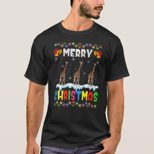 Camiseta Papais noeis Girafa Animais Feliz Natal Pajama