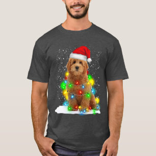 Camiseta Papais noeis Goldendoododle Natal Light Pajama Dog