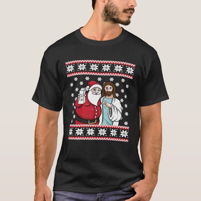 Camiseta Papais noeis Gráficos de Natal Jesus Jingle Bros W (Frente)
