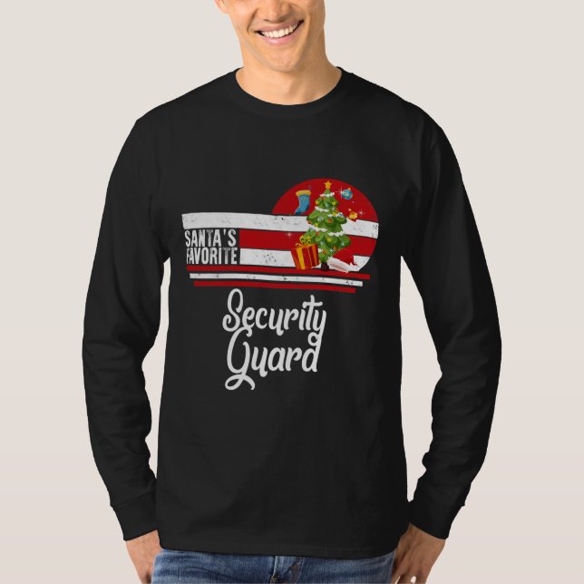 Camiseta Papais noeis Guarda de segurança favorita Natal fe (Frente)