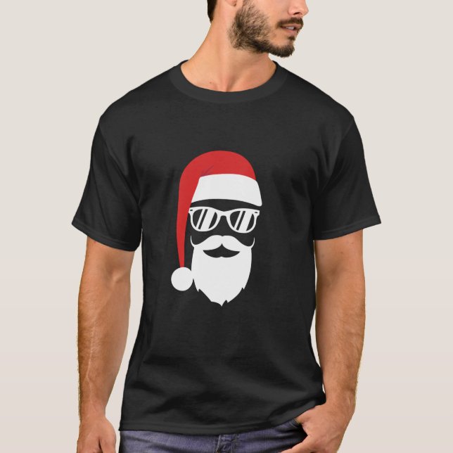 Camiseta Papais noeis hipsteres com barba e óculos escuros  (Frente)