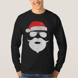 Camiseta Papais noeis Hipsteres Engraçados Barba Óculos De