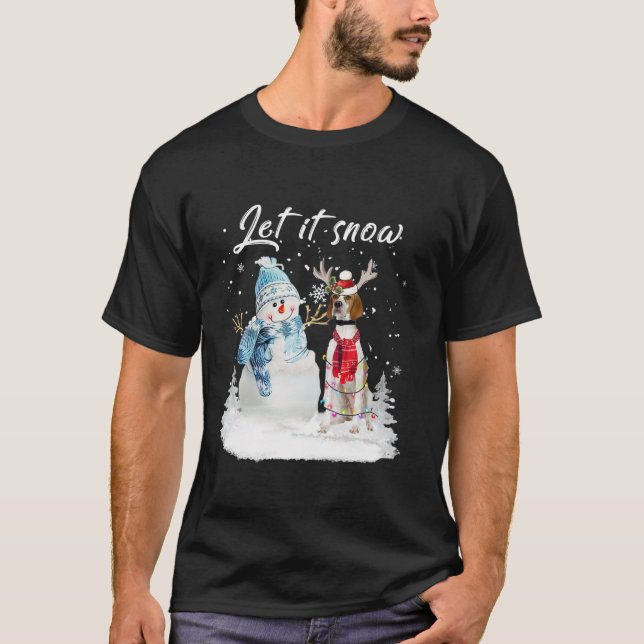 Camiseta Papais noeis Ingleses Cachorros de Natal Snowman X (Frente)
